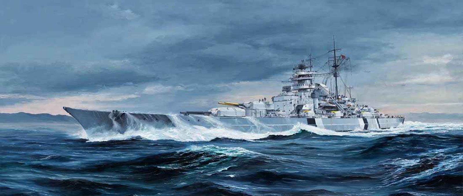Representação artística do encouraçado alemão Bismarck (Imagem: Trumpeter).