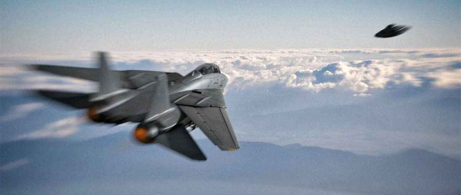 Representação gráfica de um caça perseguindo um OVNI (The Eurasian Times).