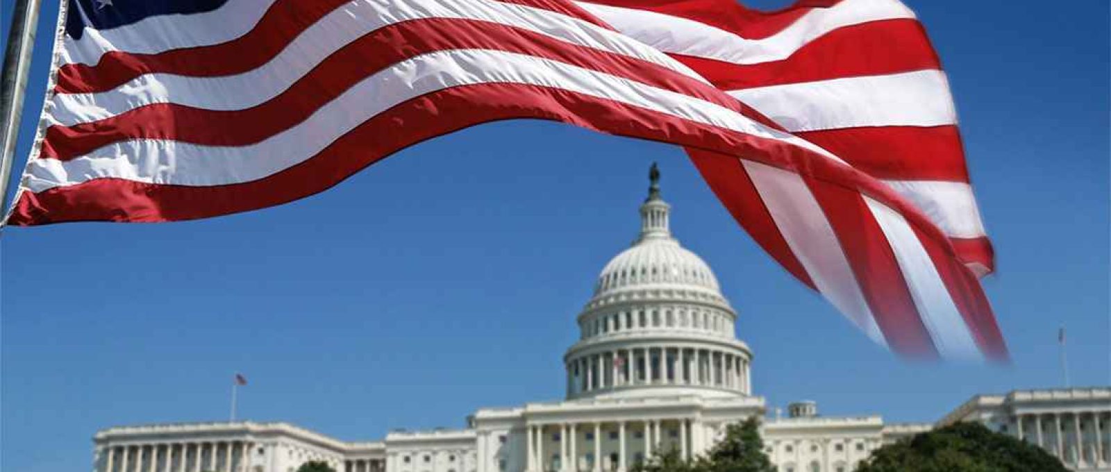 Bandeira americana em frente ao Capitólio dos EUA (VFW Auxiliary).