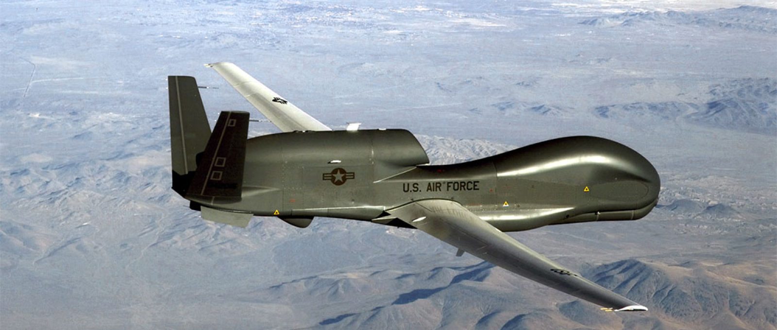 O drone RQ-4 Global Hawk pode registrar dados de inteligência, vigilância e reconhecimento (USAF).