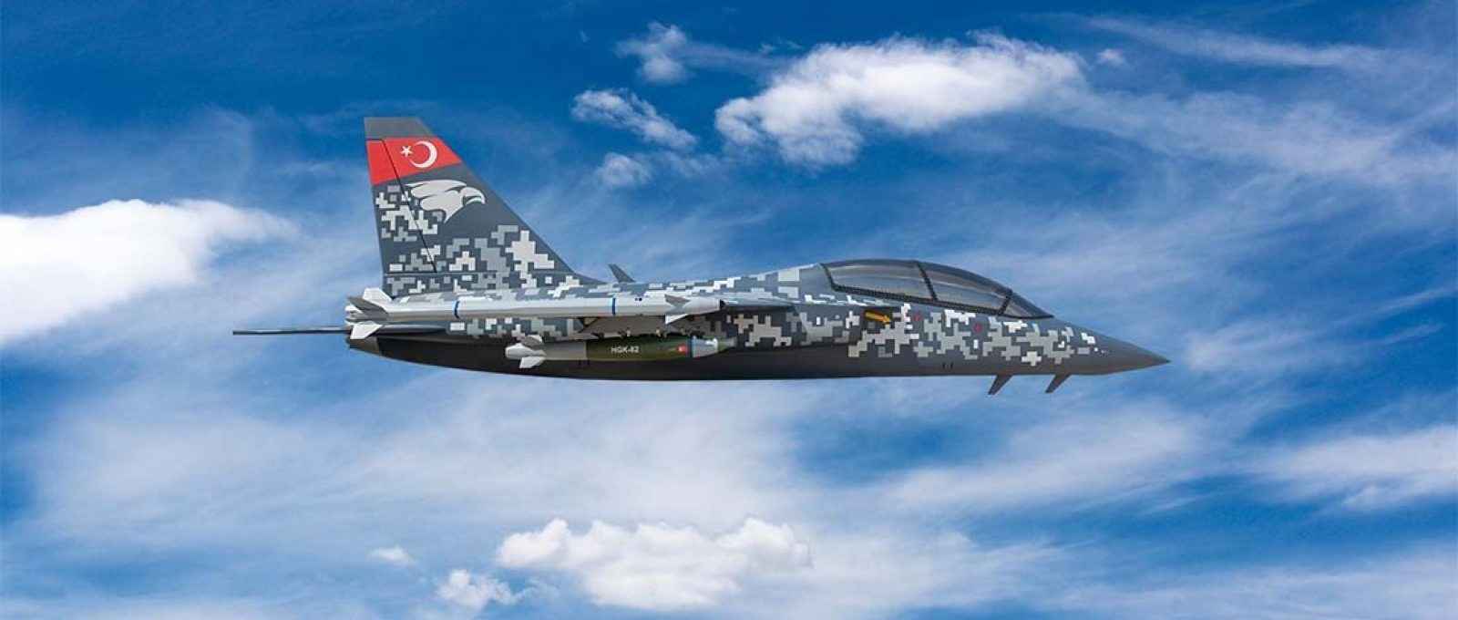 Concepção artística do jato de treinamento avançado turco Hürjet (Turkish Aerospace Industries).
