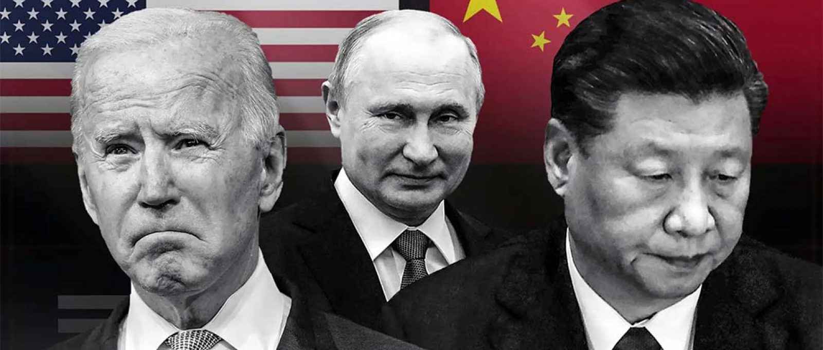 Joe Biden, Xi Jinping e Vladimir Putin (Montagem Nikkei/AP).