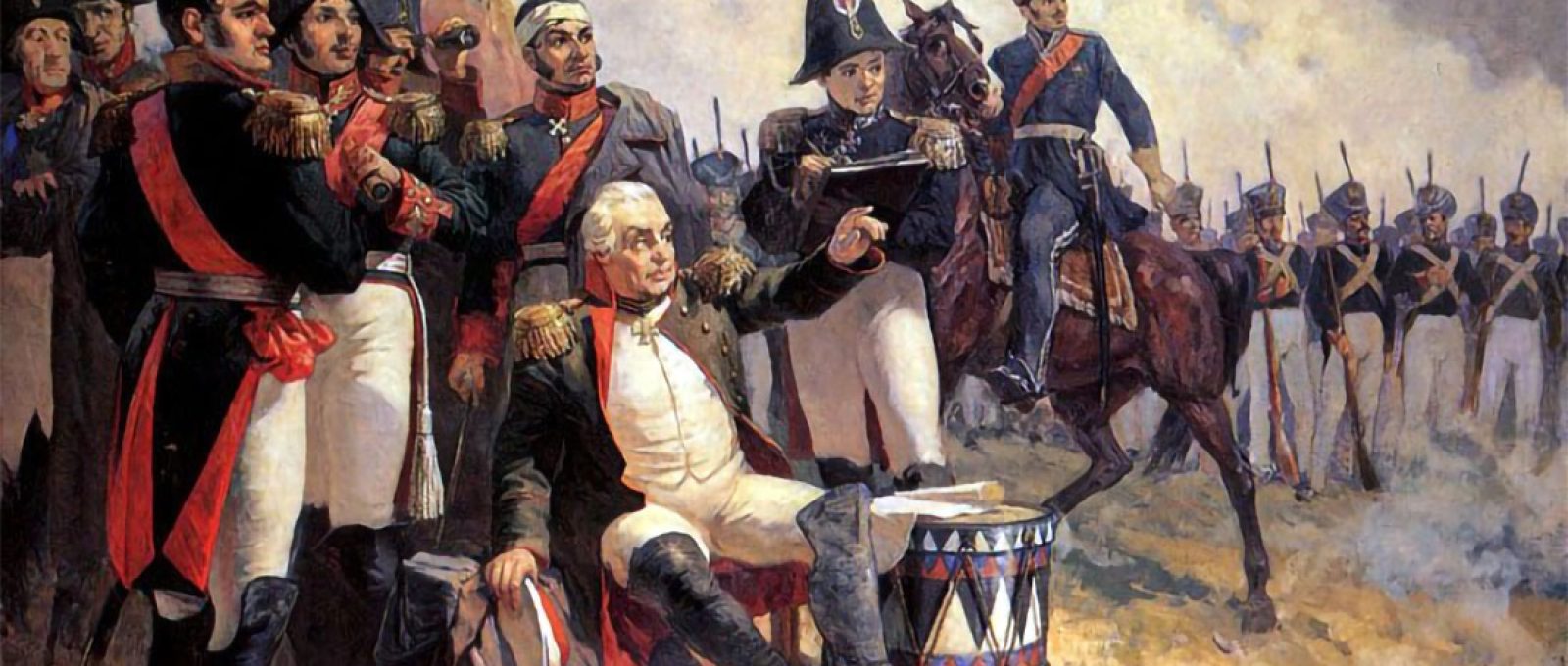 Mikhail Kutuzov na Batalha de Borodino (Anatoly Pavlovich Shepelyuk, óleo sobre tela).