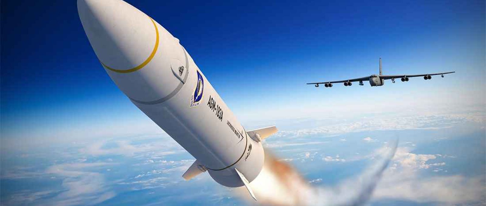 Concepção artística do míssil hipersônico dos EUA AGM-183A ARRW em voo (Lockheed Martin).