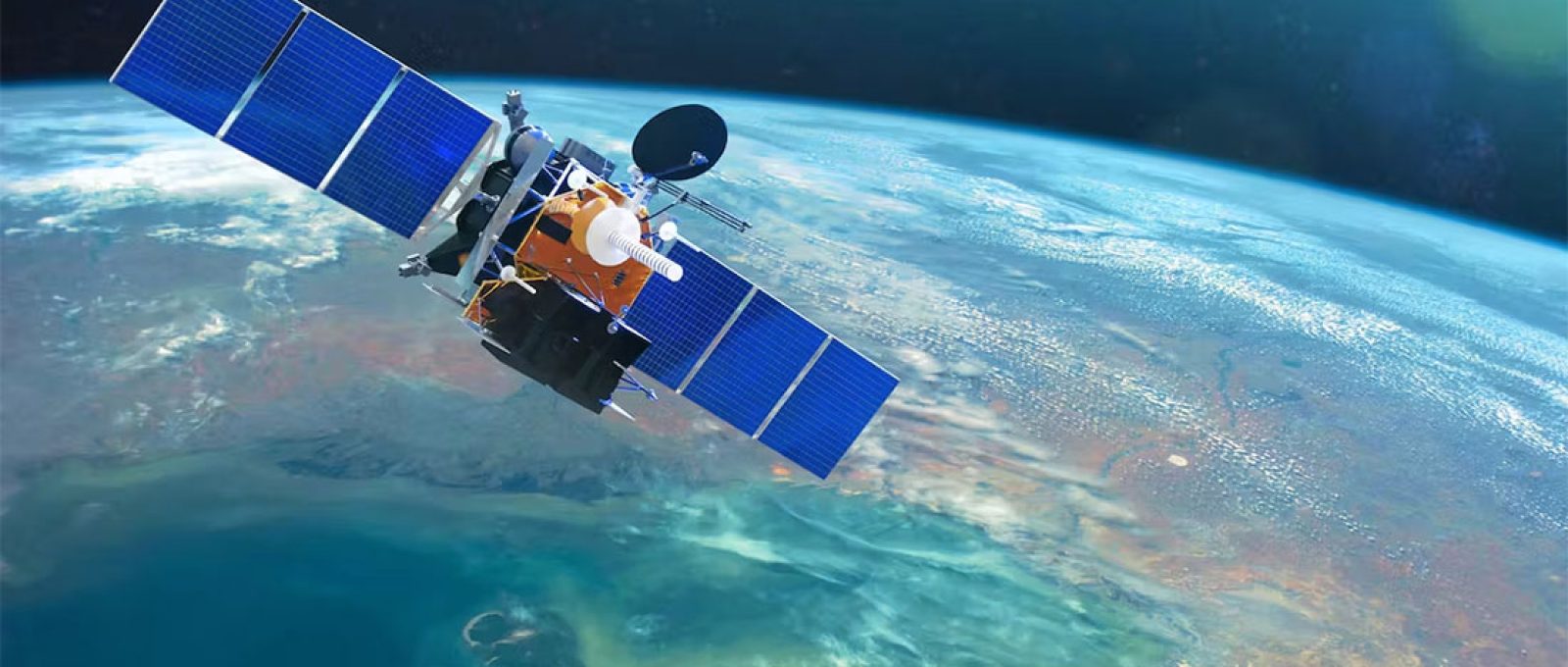 Satélite de comunicações espaciais em órbita baixa ao redor da Terra (NASA via Shutterstock).