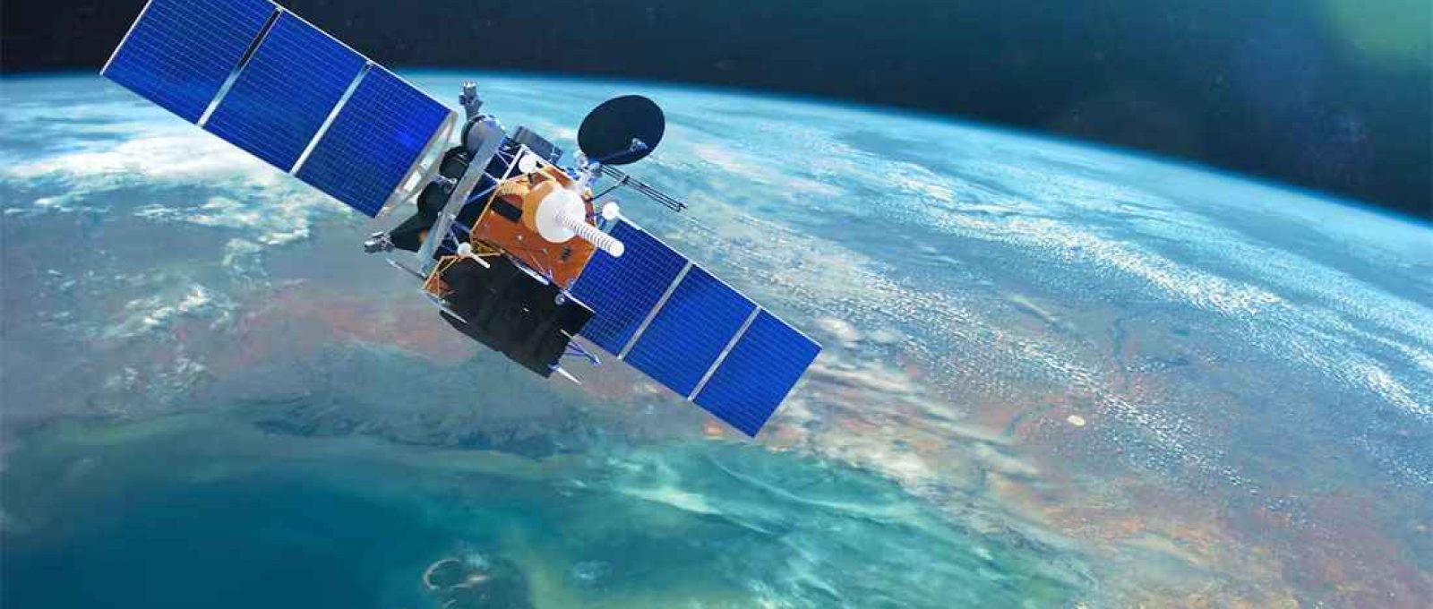 Satélite de comunicações espaciais em órbita baixa ao redor da Terra (NASA via Shutterstock).