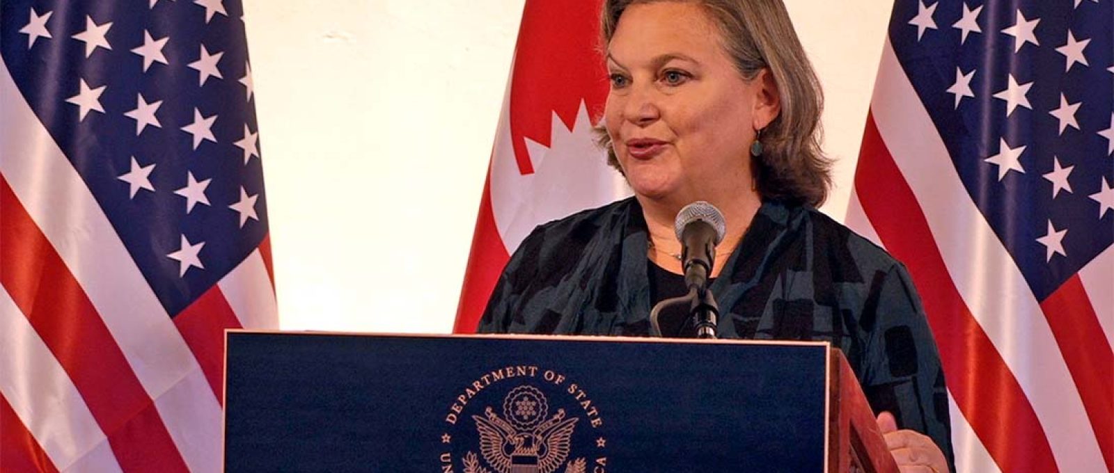 A então subsecretária de Estado para Assuntos Políticos dos EUA, Victoria Nuland, em visita ao Nepal, 28 de janeiro de 2023 (Gunjan Raj Giri/Wikimedia Commons/CC BY-SA 4.0).